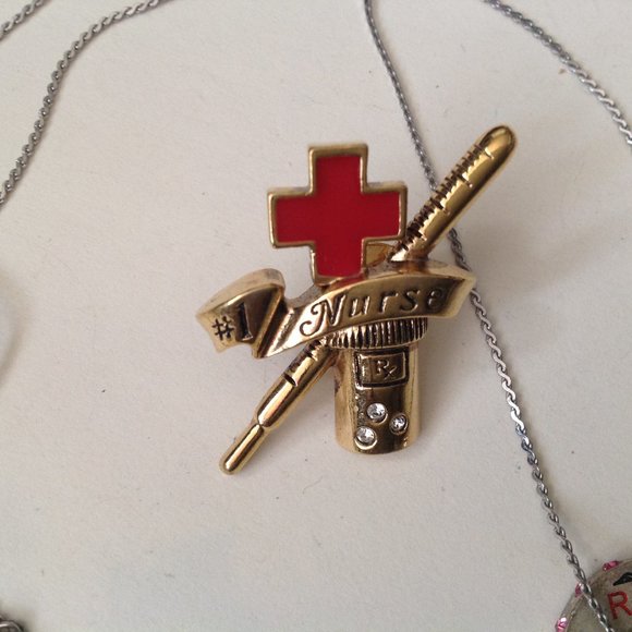 Vintage Avon #1 Nurse Tac Pin & RN Caduceus Necklace - Picture 5 of 6